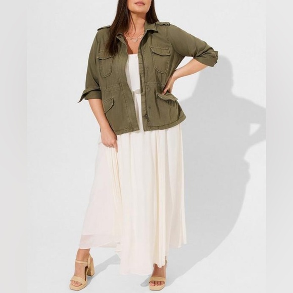 Torrid Light Weight Canvas Anorak Jacket Dusty Olive - Picture 3 of 13
